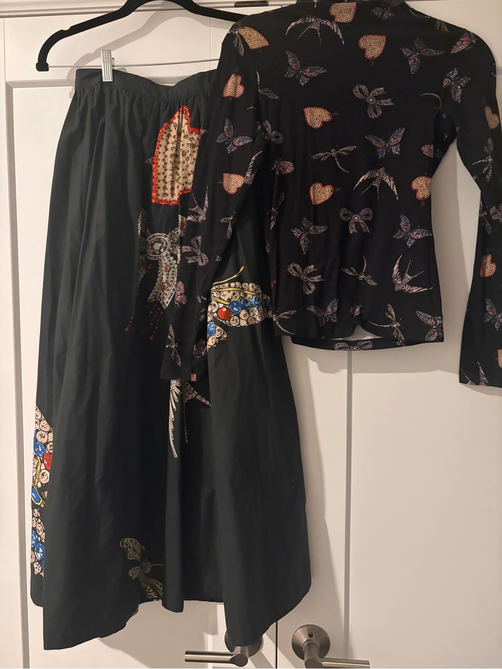 Maeve Black Midi Skirt with Multicolor Motif